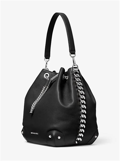 Alanis Large Pebbled Leather Bucket Bag 